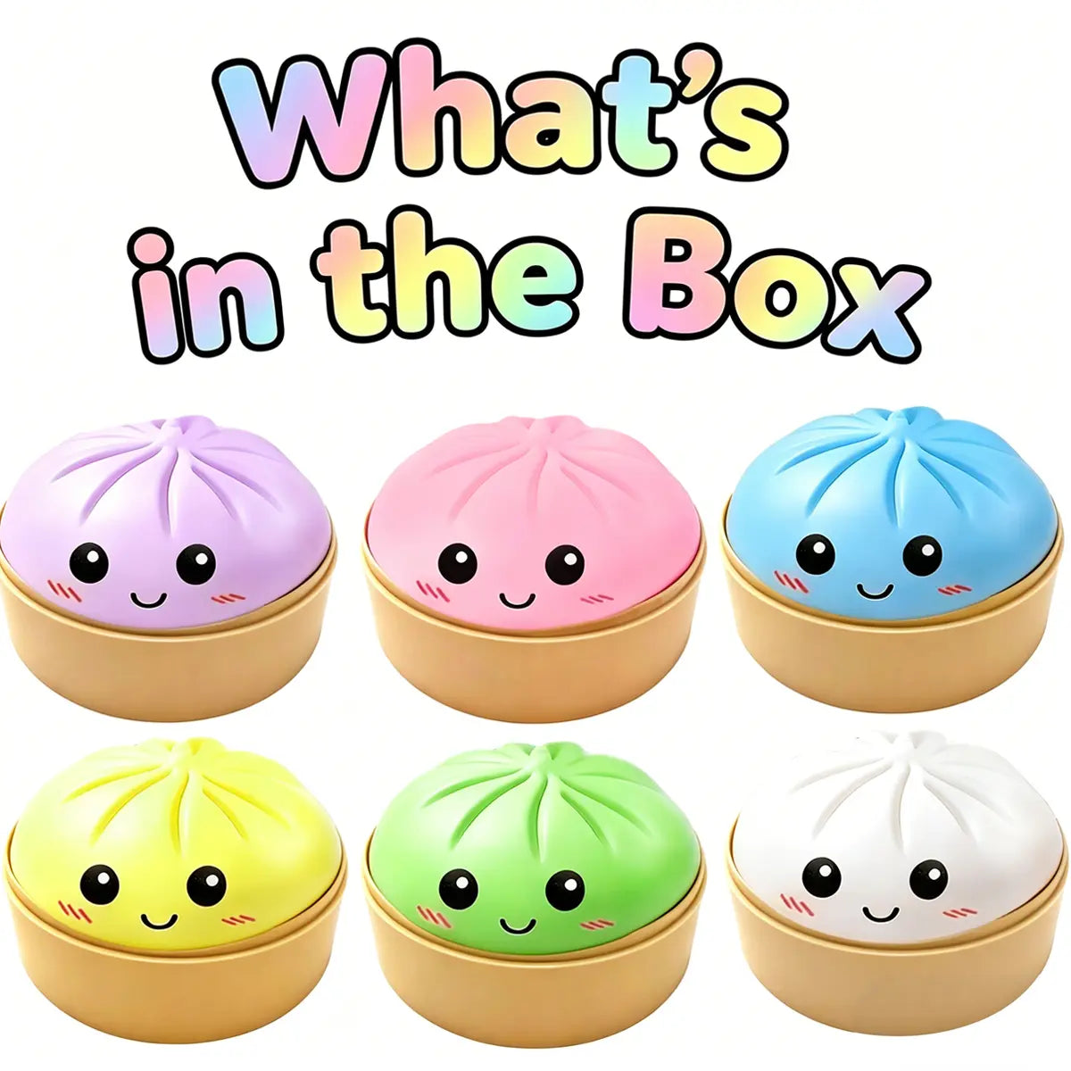 2026 Glitter Dumpling Squishy in Steamer Box - Soft Sensory Fidget Tool for Stress and Anxiety Relief, Ideal for Home, Office, and Parties