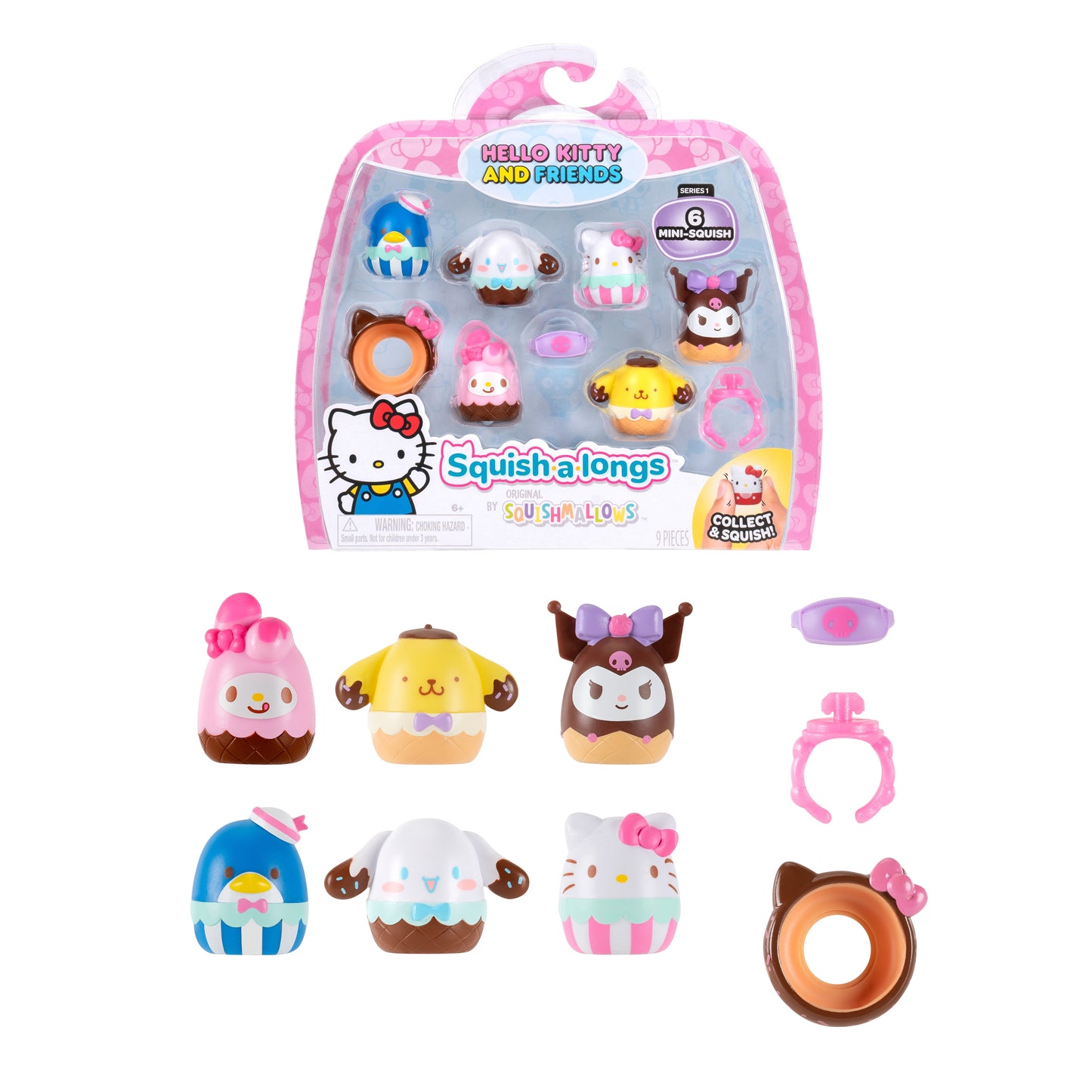 Hello Kitty and Friends Ice Cream Mini-Squish 6-Pack with Accessory