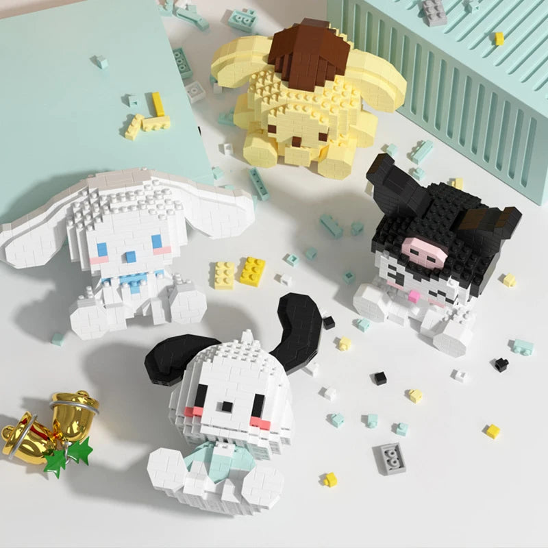 Sanrio Hello Kitty Micro Building Block Set - Pochacco, Cinnamoroll, Kuromi, and My Melody 3D Model Figures