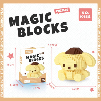 Sanrio Hello Kitty Micro Building Block Set - Pochacco, Cinnamoroll, Kuromi, and My Melody 3D Model Figures