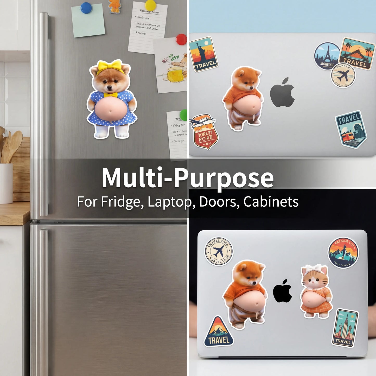 10-Piece Set of 3D Dimensional Cute Dog Stickers - Versatile Decor for Phone Cases, Door Stoppers, and Stress Relief Gifts