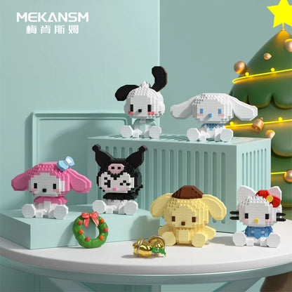 Sanrio Hello Kitty Micro Building Block Set - Pochacco, Cinnamoroll, Kuromi, and My Melody 3D Model Figures