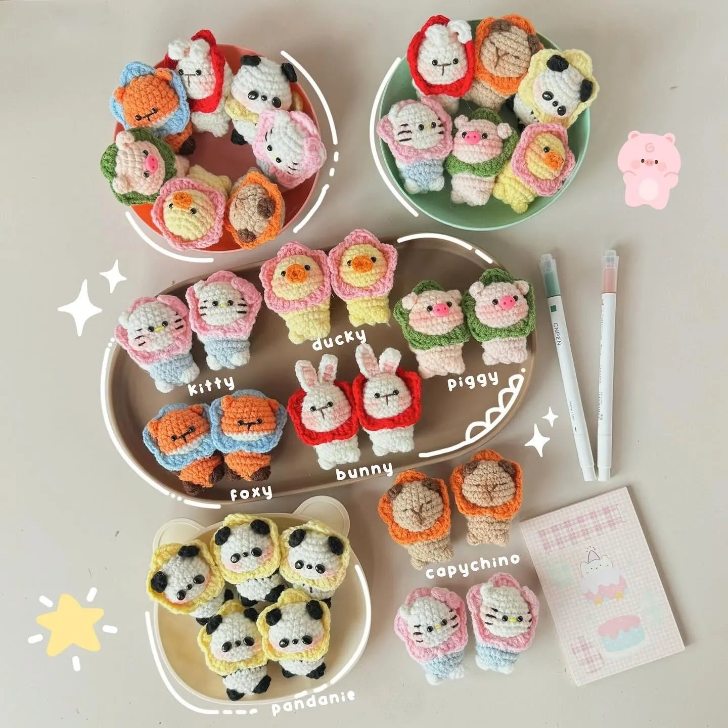 Handcrafted Amigurumi Animal Keychains - Adorable Plush Bag Charms and Thoughtful Gifts for Friends and Mother's Day